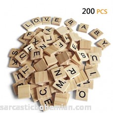 Scrabble Letters for Crafts Wood Scrabble Tiles-DIY Wood Gift Decoration Making Alphabet Coasters and Scrabble Crossword Game 200PCS B07JD8TJNY